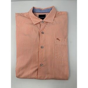 Tommy Bahama XXL Orange Gingham Check Long Sleeve 100% Cotton